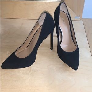 Faux Suede Almond Toe Pumps